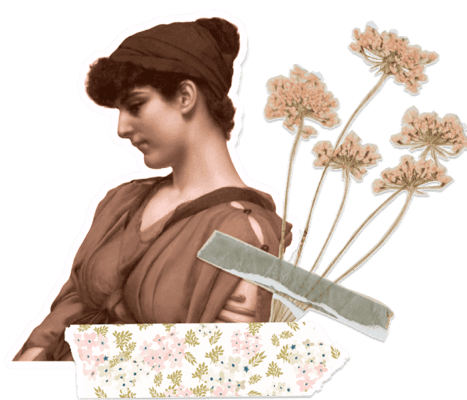 Girl with Flowers Sticker