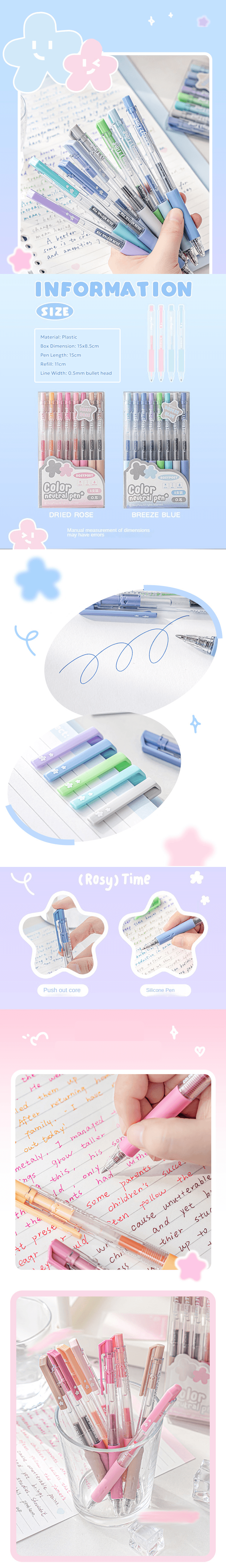 8pcs Pastel Multi-Color Gel Pen Set