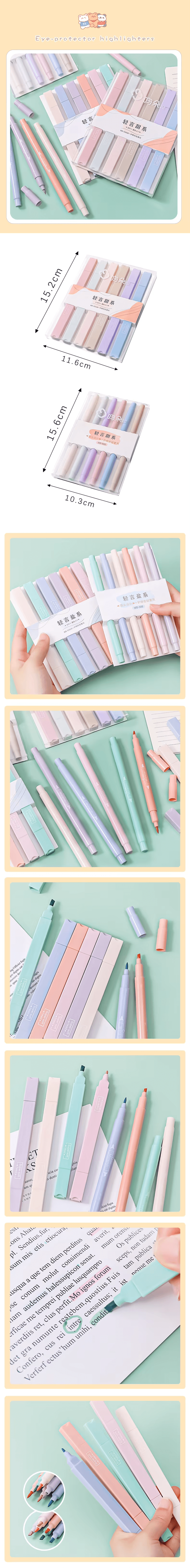 6pcs Soft Tip Dual-Ended Highlighter Set