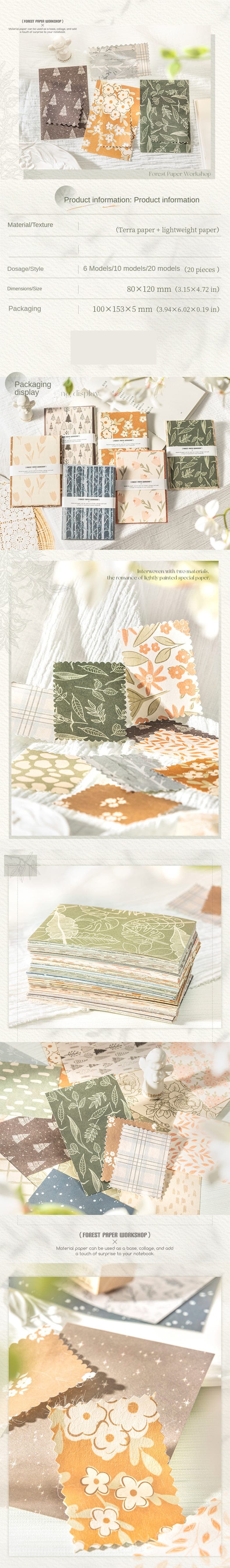 20pcs Mori Paper Workshop Series European Garden Collage Decorative Material Paper