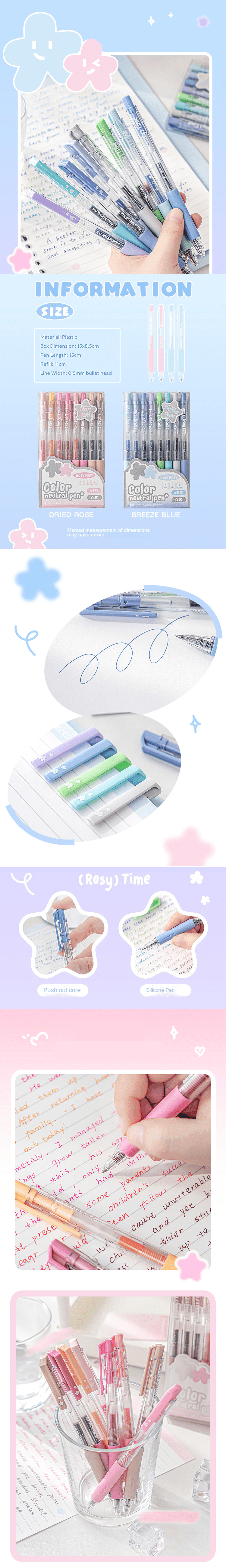8pcs Pastel Multi-Color Gel Pen Set