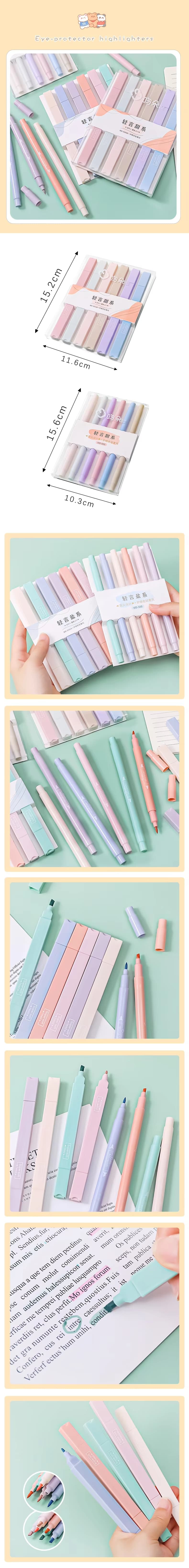 6pcs Soft Tip Dual-Ended Highlighter Set
