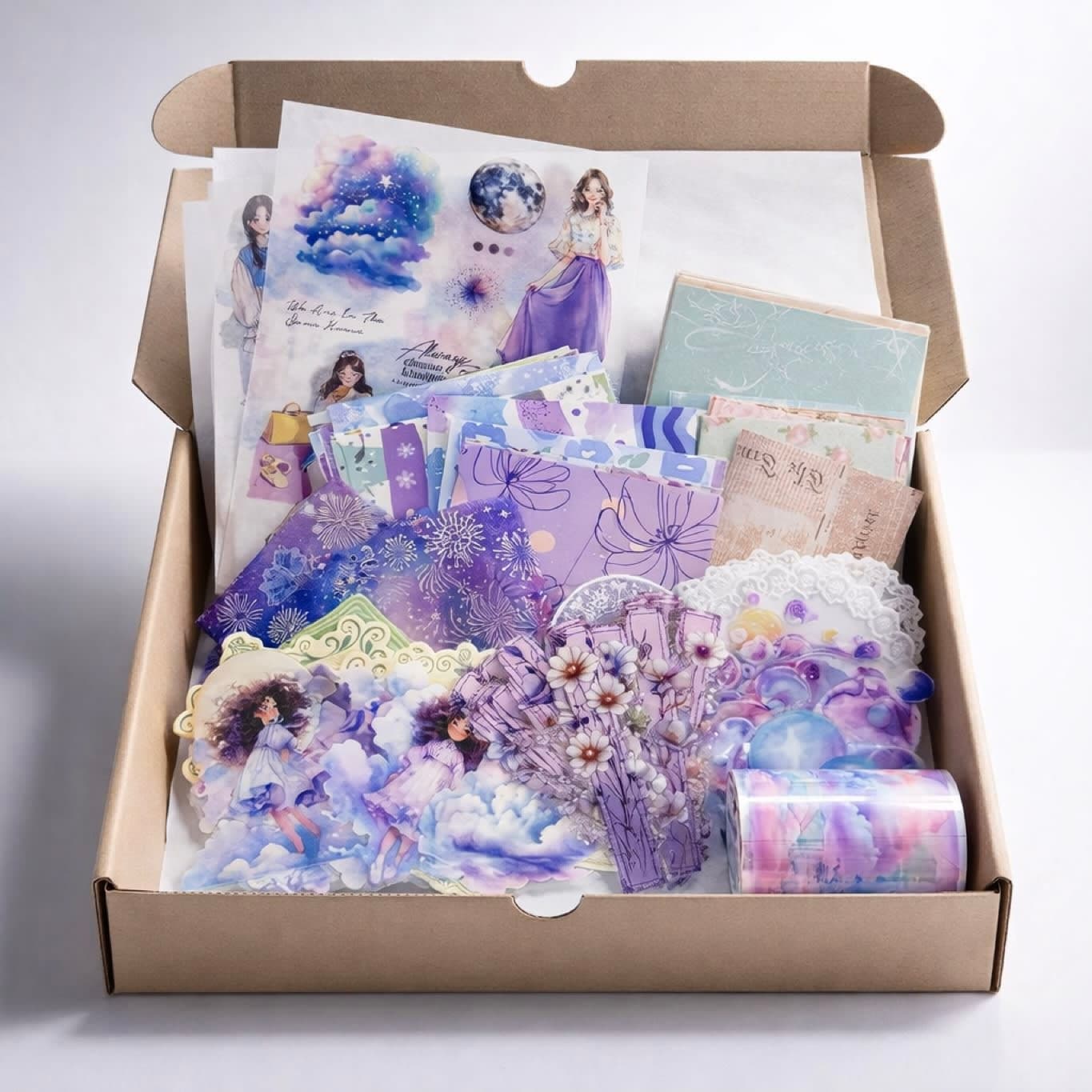 Scrapbook / Journal Kit | Stickers, Washi Tapes & Background Papers | Pastel Daydream - Image 1