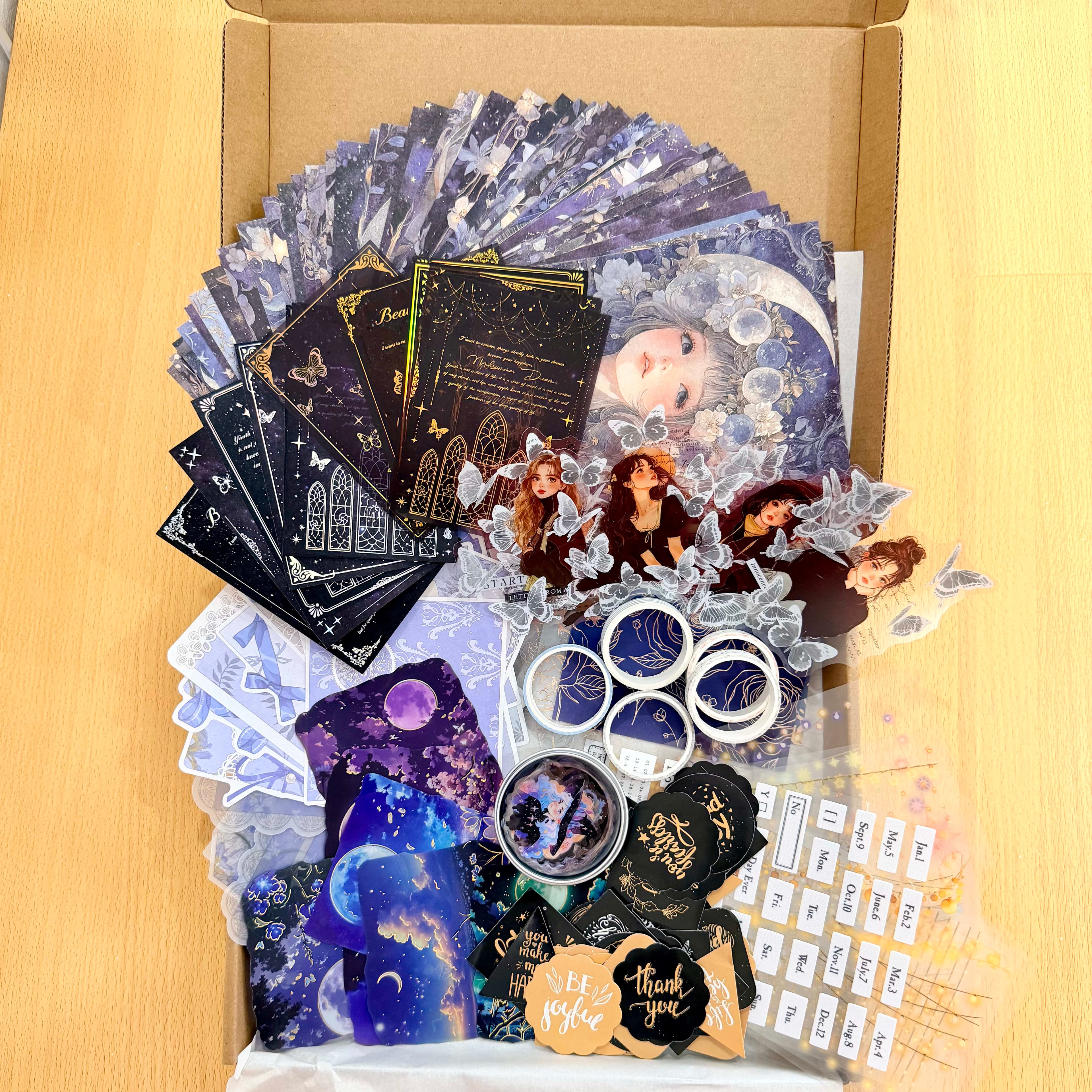 Scrapbook / Journal Kit | Stickers, Washi Tapes & Background Papers | Midnight Whimsy - Image 1