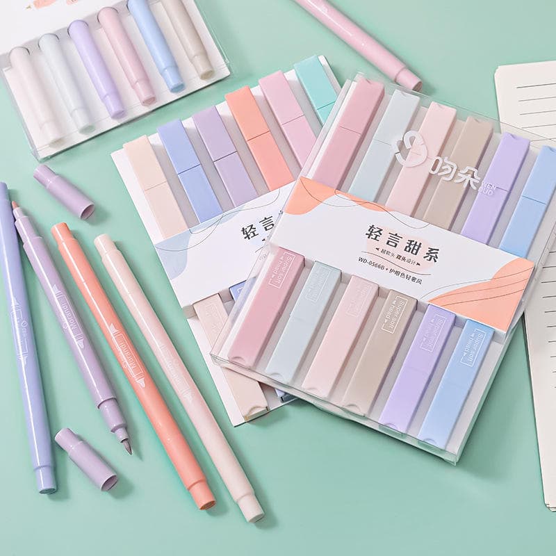 6pcs Soft Tip Dual-Ended Highlighter Set - Image 1