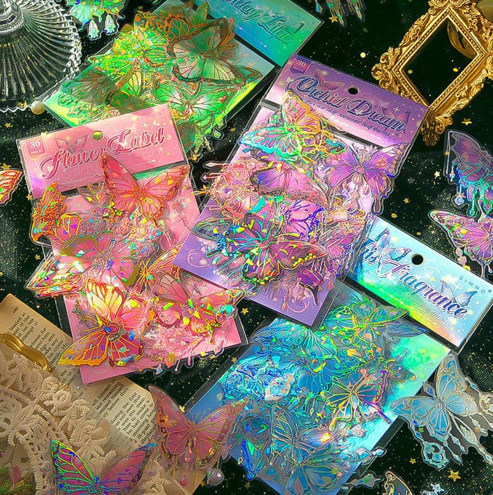 Holographic Glitter Butterfly Stickers Set (30 PCS) - Image 1