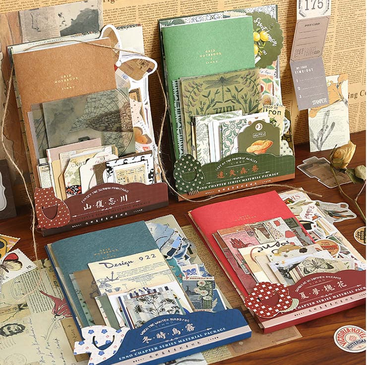 Scrapbook Material Pack | Retro Vintage Paper & Stickers Kit - Image 1