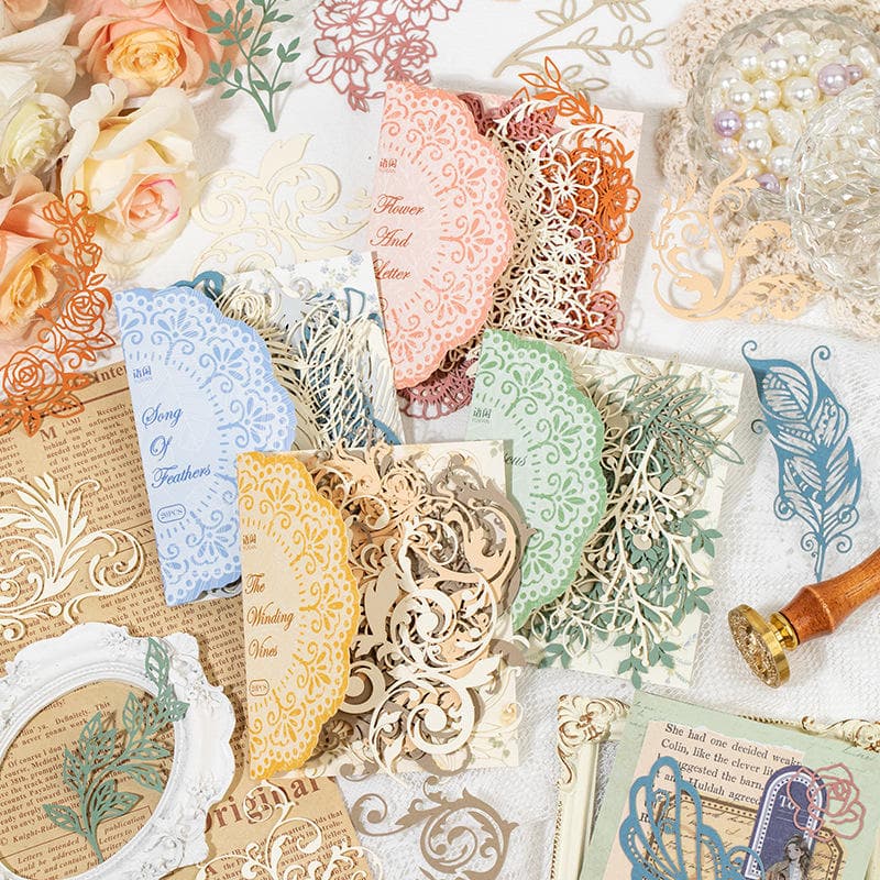 20pcs Building a Prosperous Dream Series Skeletonized Die-Cut Decorative Material Pack - Image 1