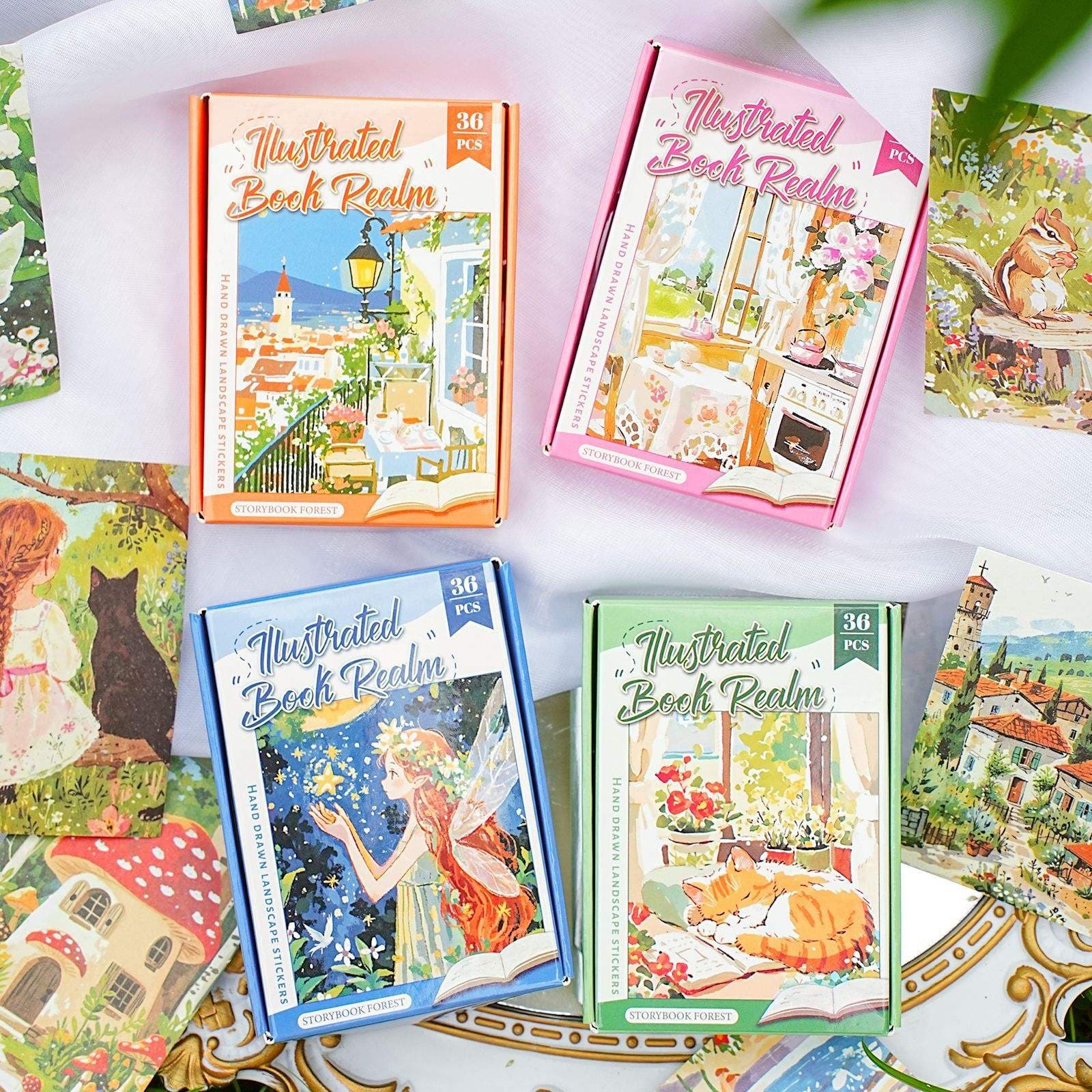 Illustrated Book Realm Series – Picture Book World Self-Adhesive Sticker Set (36 Sheets) - Image 1